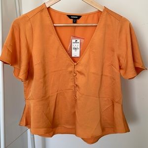 Express Short Sleeve Peplum Shirt